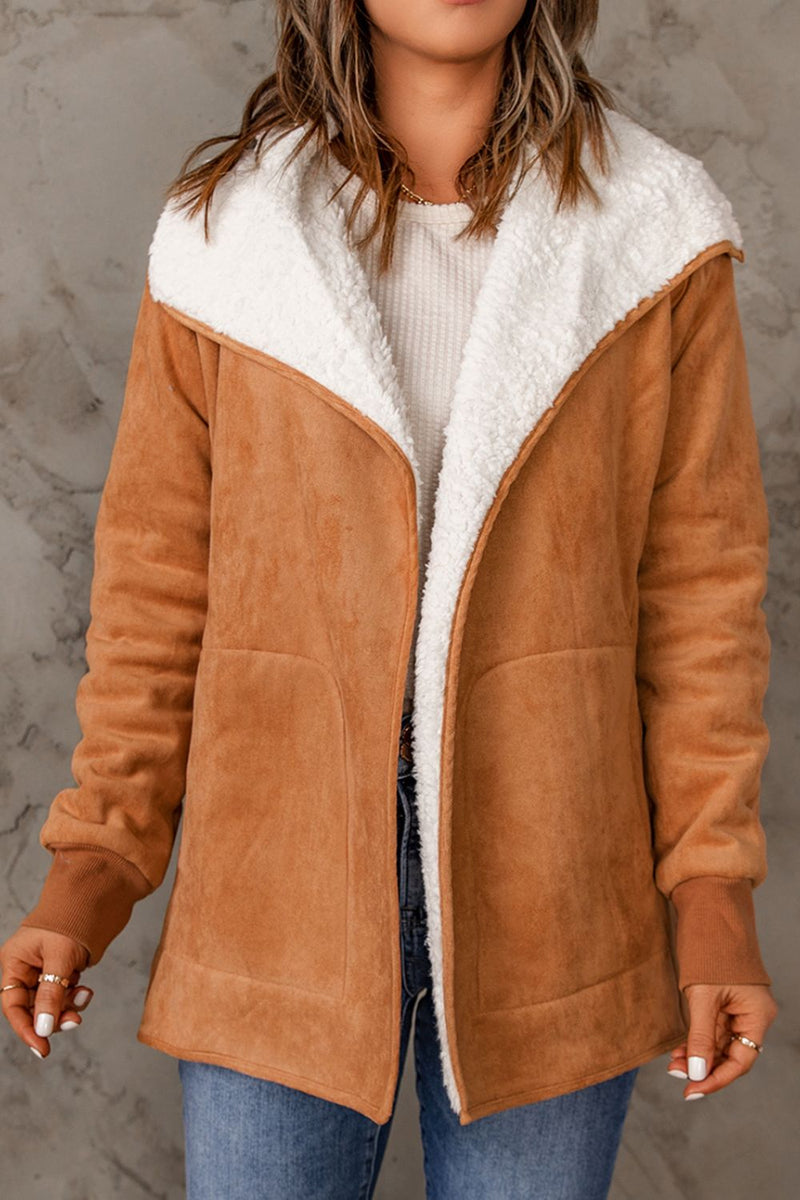 Open Front Long Sleeve Sherpa Jacket