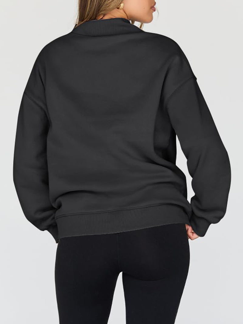 Mock Neck Drop Shoulder Long Sleeve Sweatshirt