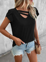 Asymmetrical Petal Sleeve T-Shirt