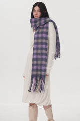 Fringe Plaid Polyester Scarf