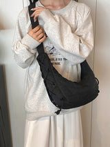 Lace-Up Polyester Crossbody Bag