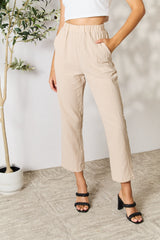 Shiny Pull-On Pants with Pockets