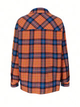 Plaid Collared Neck Long Sleeve Shirt