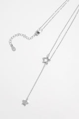 925 Sterling Silver Zircon Star Drop Necklace