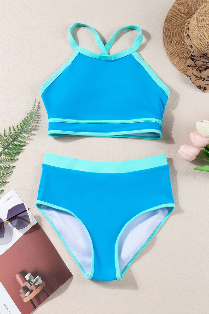 Crisscross Round Neck Two-Piece Swim Set