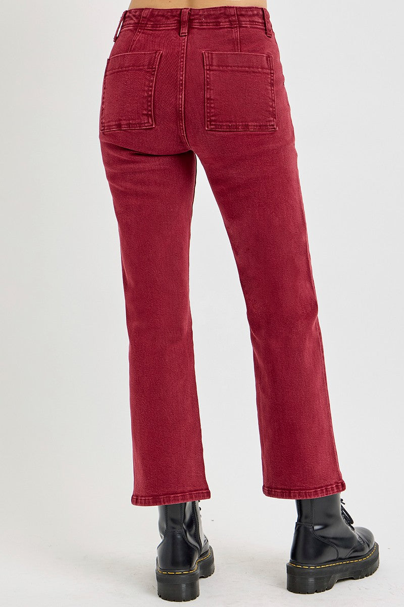 RISEN Full Size High Rise Straight Jeans with Patch Pockets