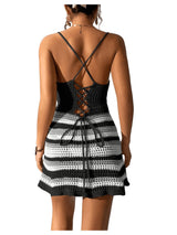 Cutout Striped Spaghetti Strap Cover Up Dress