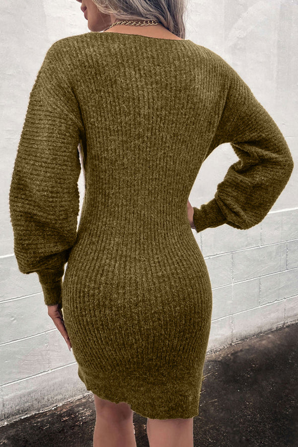 Ribbed Long Sleeve Sweater Dress