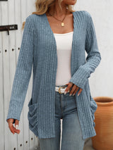 Mandy Open Front Long Sleeve Ribbed Cardigan