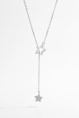 925 Sterling Silver Zircon Star Drop Necklace