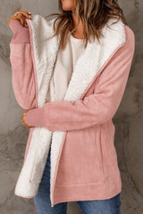 Open Front Long Sleeve Sherpa Jacket