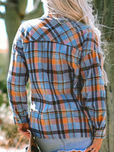 Plaid Collared Neck Long Sleeve Shirt